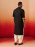 Men's Black Cotton Printed Knee Length Kurta with Patiala