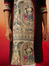 Men's Black Cotton Printed Knee Length Kurta with Patiala