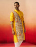 Vastramay Men Yellow Cotton High Neck Digital Print Kurta