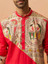 Vastramay Men Maroon Cotton Digital Print Kurta