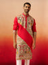 Vastramay Men Maroon Cotton Digital Print Kurta