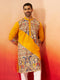 Vastramay Men Yellow Cotton Digital Print Kurta