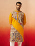 Vastramay Men Yellow Cotton Digital Print Kurta