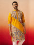 Vastramay Men Yellow Cotton Digital Print Kurta