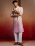 Men's Onion Cotton Sequin Ombre Kurta with White Trousers