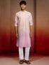Men's Onion Cotton Sequin Ombre Kurta with White Trousers