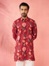 Men's Maroon Rayon Kurta