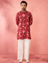 Men's Maroon Rayon Kurta with Cream Flare Pant