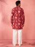 Men's Maroon Rayon Kurta with Cream Flare Pant