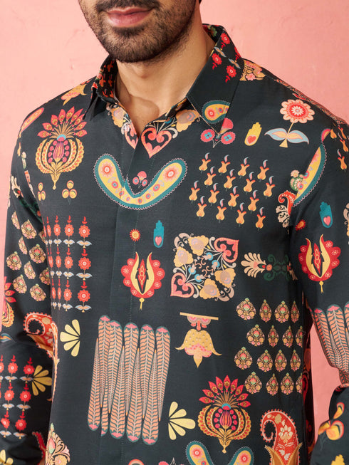 Men's Bottle Green Rayon Kurta