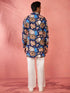 Men's Blue Digital Print Kurta with Cream Palazzo Set