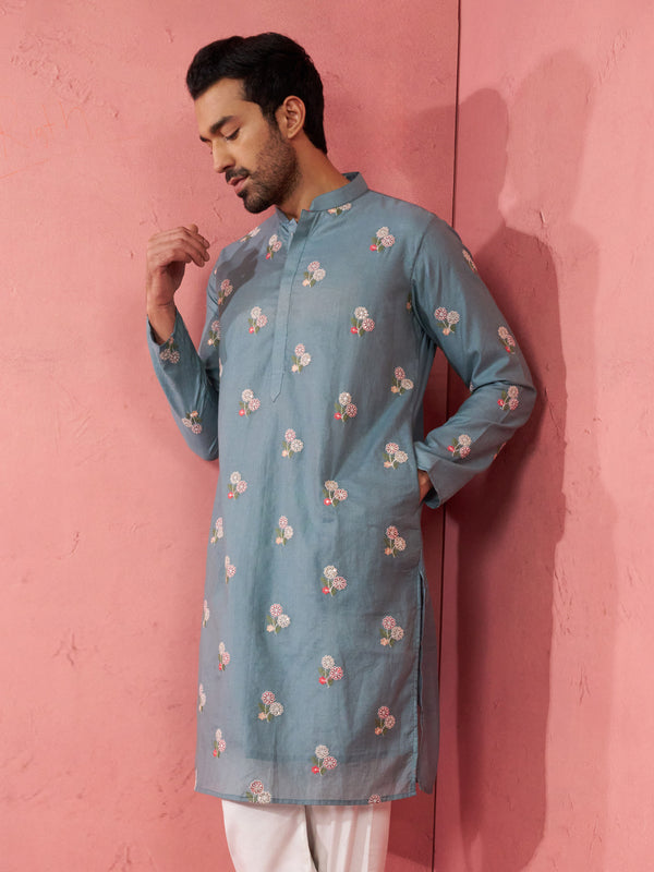 Men's Sage Green Cotton Muslin Kurta