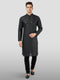 Men's Black Embroidered Kurta with Black Pyjama