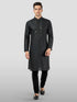 Men's Black Embroidered Kurta with Black Pyjama