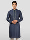 Men's Navy Blue Zudio Emboss Silk Kurta