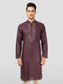 Men's Wine Zudio Emboss Silk Kurta