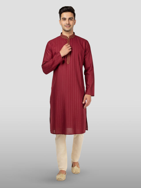 Men's Maroon Nike Cotton Kurta