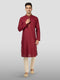 Men's Maroon Embroidered Kurta with Cream Pyjama
