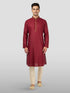 Men's Maroon Embroidered Kurta with Cream Pyjama