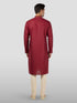 Men's Maroon Embroidered Kurta with Cream Pyjama