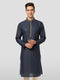 Vastramay Men's Navy Blue Cotton Kurta