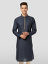 Vastramay Men's Navy Blue Cotton Kurta