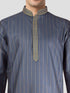 Men's Navy Blue Embroidered Kurta with Cream Pyjama