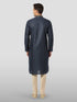 Men's Navy Blue Embroidered Kurta with Cream Pyjama