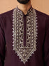 Men's Purple Chanderi Embellished Knee Length Kurta with Dhoti