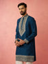 Men's Turquoise Green Modal Chanderi Kurta