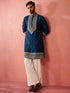 Men's Turquoise Green Modal Chanderi Kurta