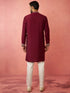 Men's Wine Chanderi Kurta Set with Cream Pyjama