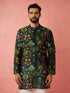 Men's Bottle Green Digital Print Kurta