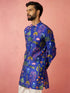 Men's Blue Digital Print Kurta