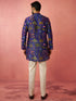 Men's Blue Digital Print Kurta with Cotton Lycra Pyjama Set
