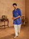 Men's Blue Digital Print Kurta with Cream Satin Palazzo