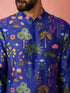 Men's Blue Digital Print Kurta with Cream Satin Palazzo