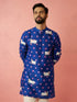 Men's Rayon Full Slevee Blue Kurta