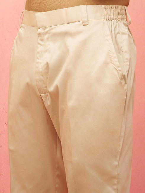 Men's Blue Digital Print Kurta with Cream Cotton Pyjama