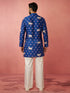 Men's Blue Digital Print Kurta with Cream Satin Palazzo