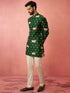Men's Green Digital Print Kurta with Cotton Pyjama