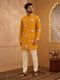 Men Mustard Cotton-Blend Printed Kurta Pant Set