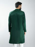 Men Bottle Green Silk Embroidered Kurta