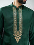 Men Silk Embroidered Kurta with Cream Satin Pyjama