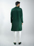 Men Silk Embroidered Kurta with Cream Satin Pyjama