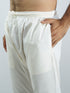 Men Silk Embroidered Kurta with Cream Satin Pyjama