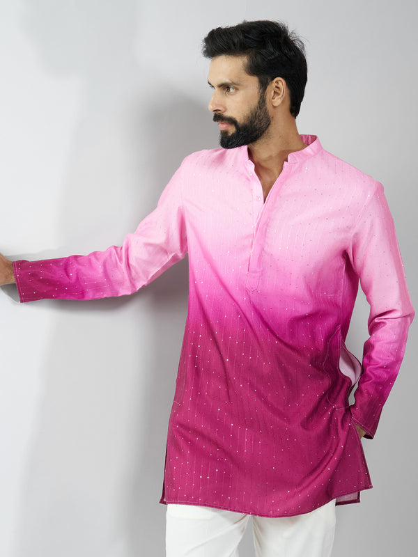 Men Falsa Silk Blend Ombre Sequin Kurta