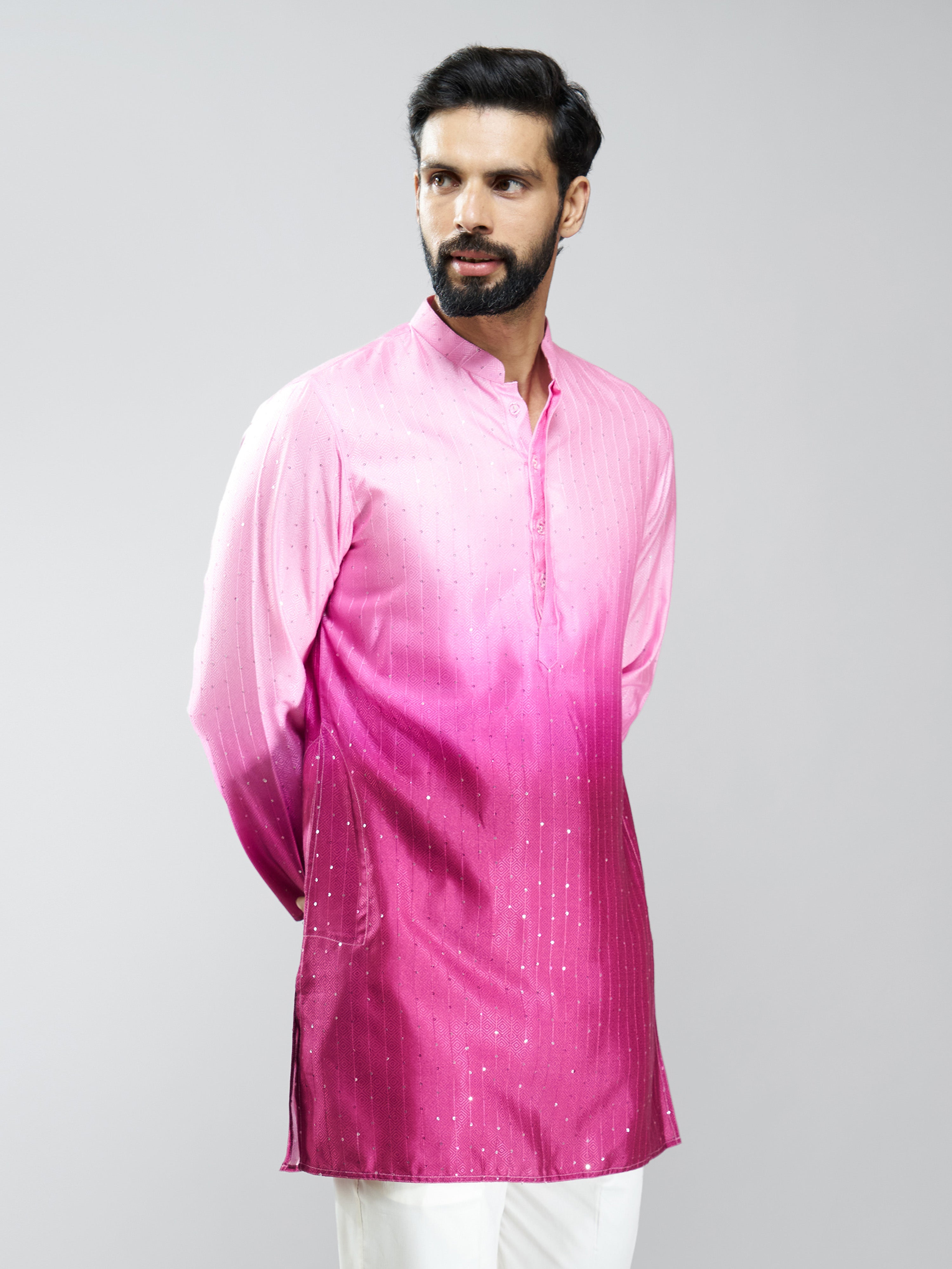 Men Falsa Silk Blend Ombre Sequin Kurta