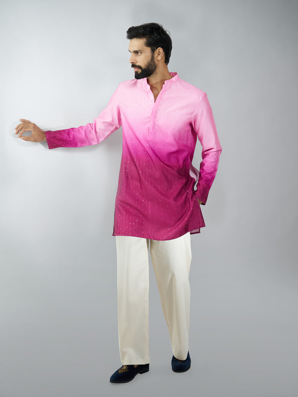 Men Falsa Silk Blend Ombre Sequin Kurta Palazzo Set