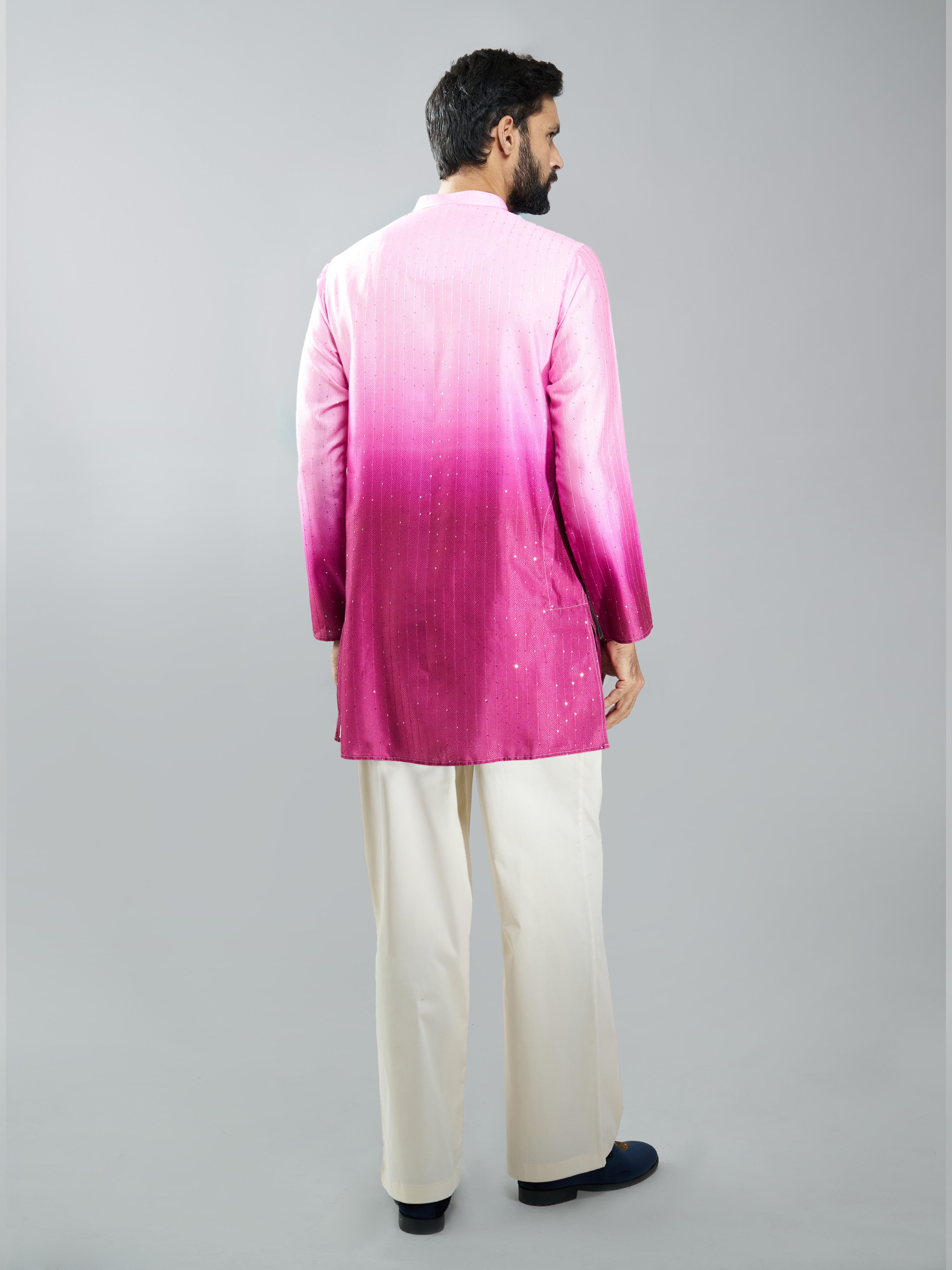 Men Falsa Silk Blend Ombre Sequin Kurta Palazzo Set